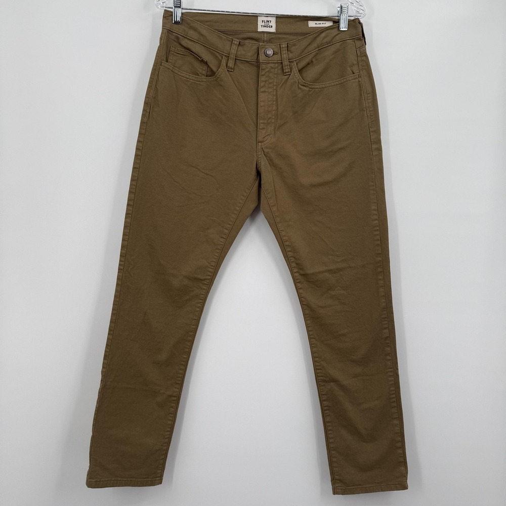Flint And Tinder Pants Mens 31x30 Brown Slim Fit Stretch Chino Tapered Leg